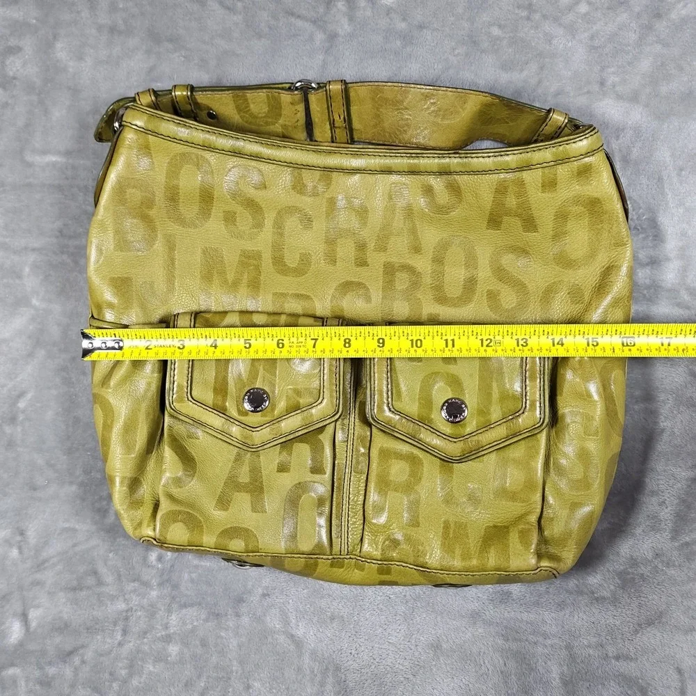 Marc by Marc Jacobs Hobo Bag Womens Large Green Leather Monogram Y2K Shoulder